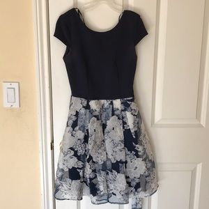 Formal navy and white dress